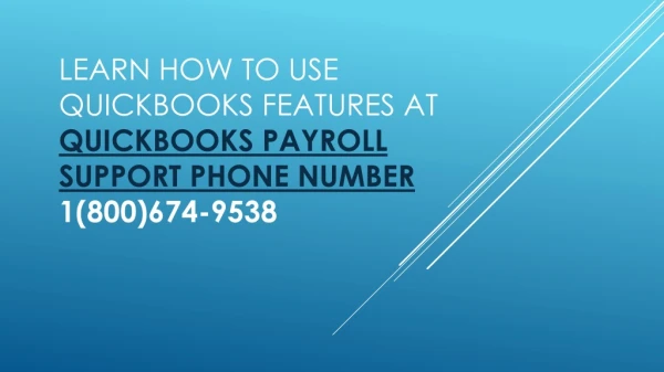 QuickBooks Payroll Support Phone Number I(8OO)674-9538