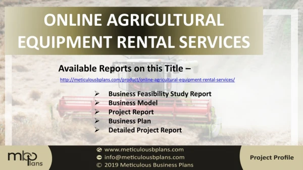 Online Agricultural Equipment Rental services