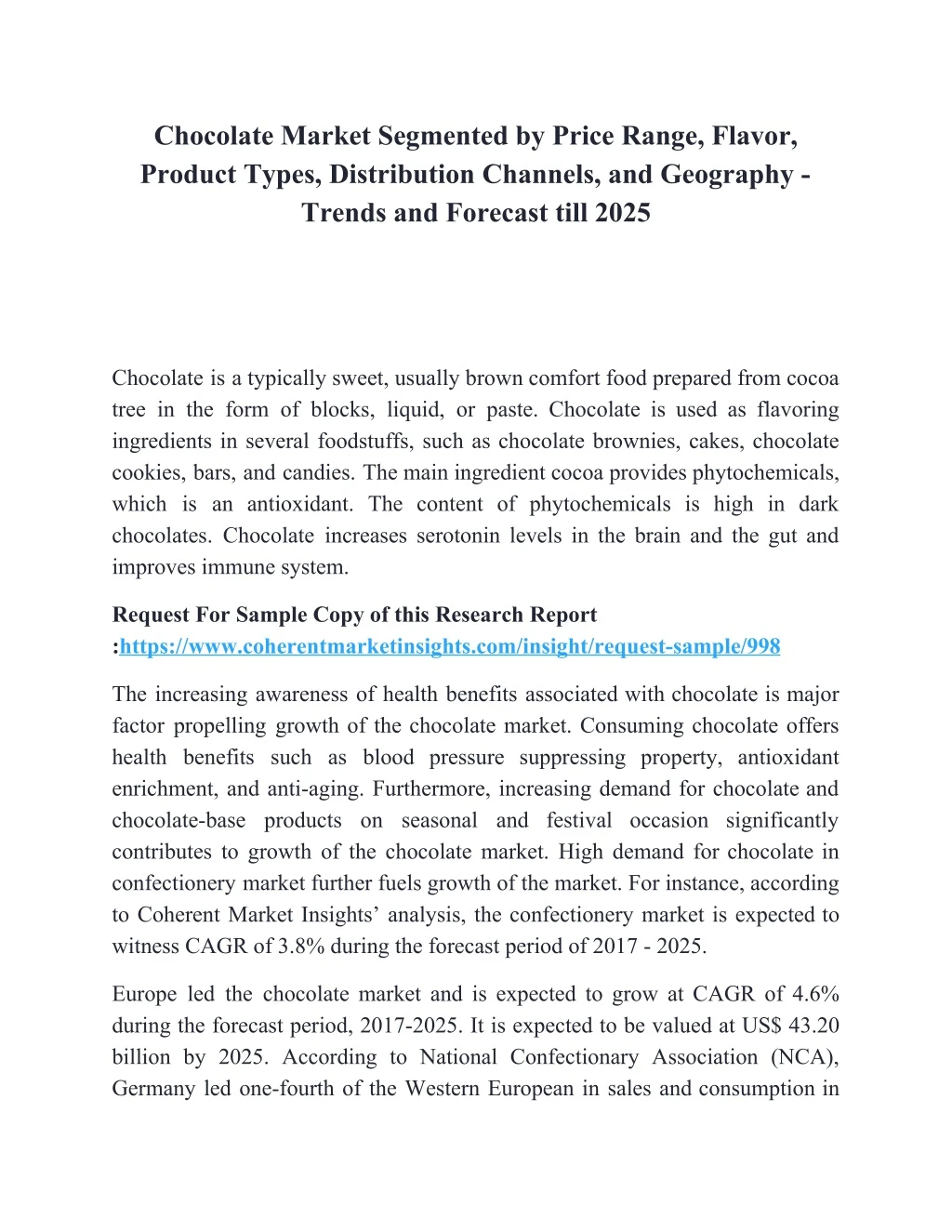 chocolate market segmented by price range flavor