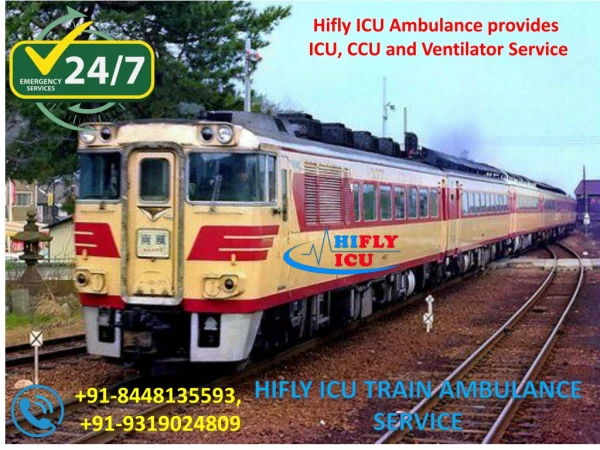 Lowest Fare Train Ambulance Service from kolkata to Delhi By Hifly ICU