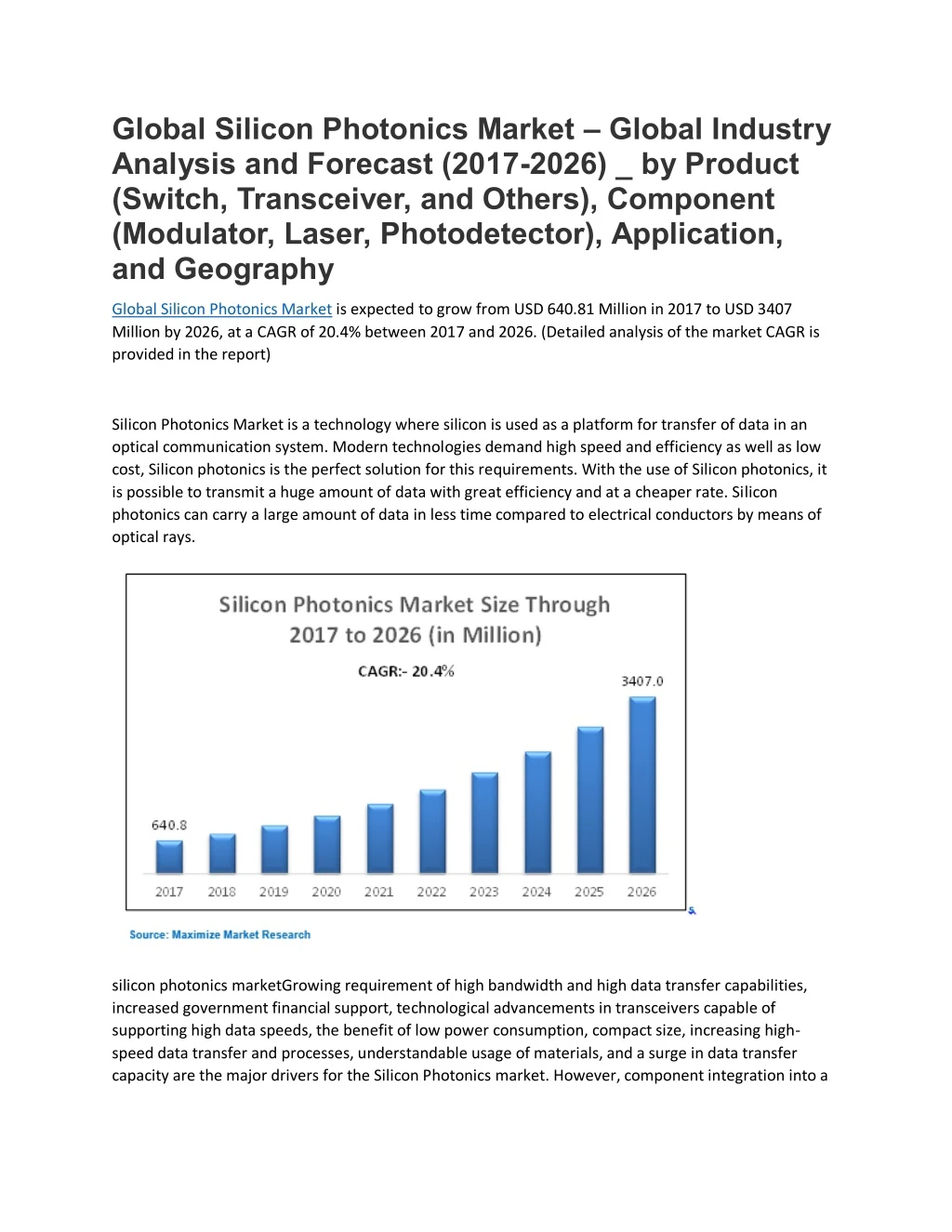 global silicon photonics market global industry