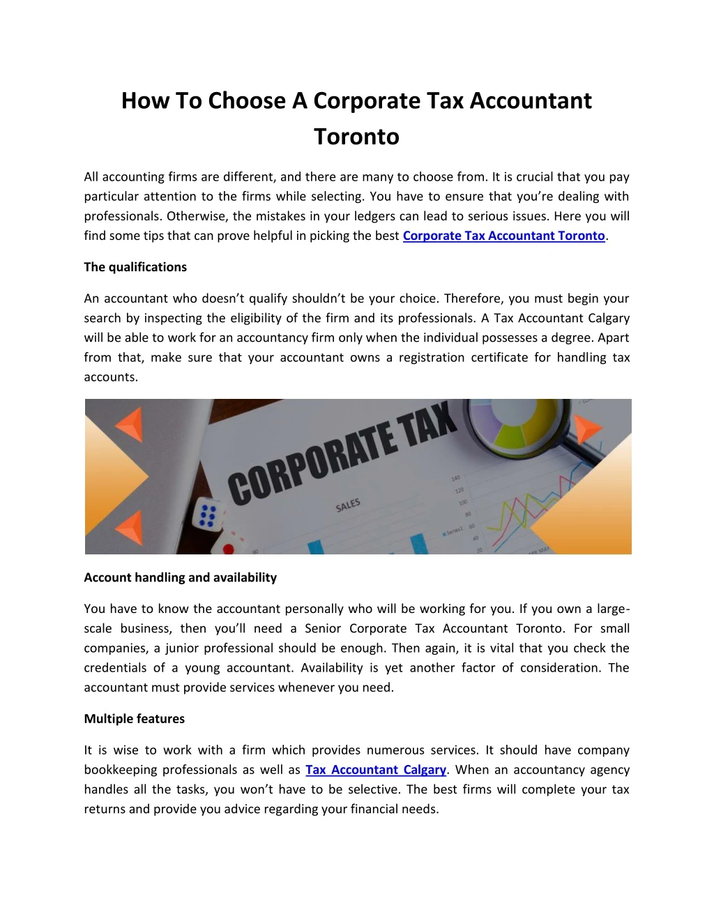 how to choose a corporate tax accountant toronto