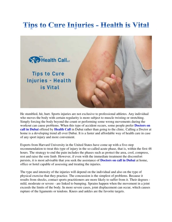 Tips to Cure Injuries - Health is Vital