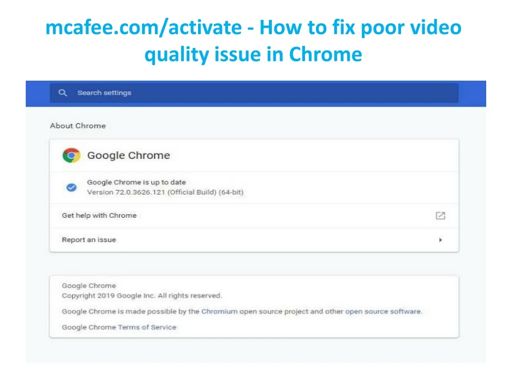 mcafee com activate how to fix poor video quality issue in chrome