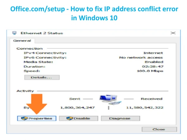 office.com/setup - How to fix IP address conflict error in Windows 10