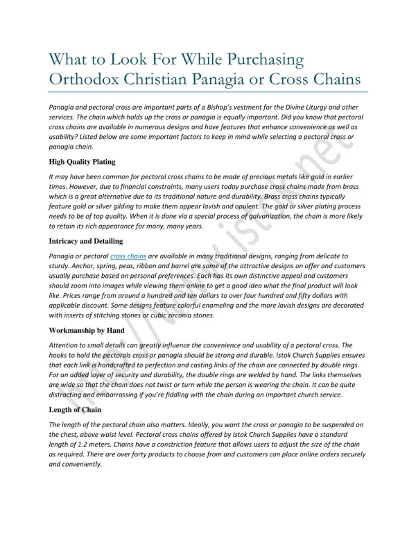 Cross Chains