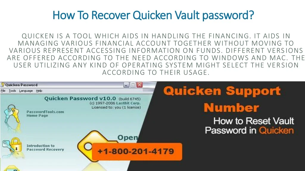 how to recover quicken vault password