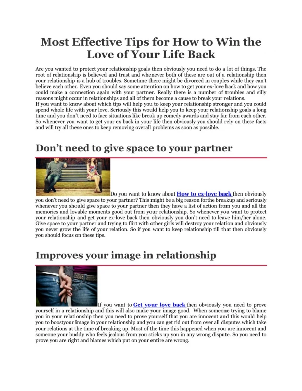 Most Effective Tips for How to Win the Love of Your Life Back