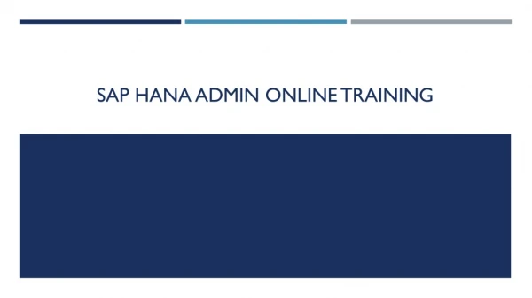 SAP HANA Admin Training PPT