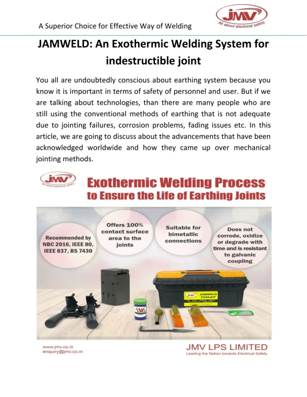 JAMWELD: An Exothermic Welding System for indestructible joint