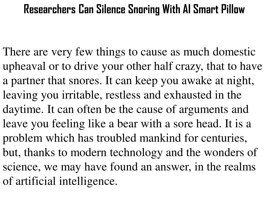 researchers can silence snoring with ai smart