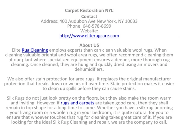 Carpet Restoration NYC