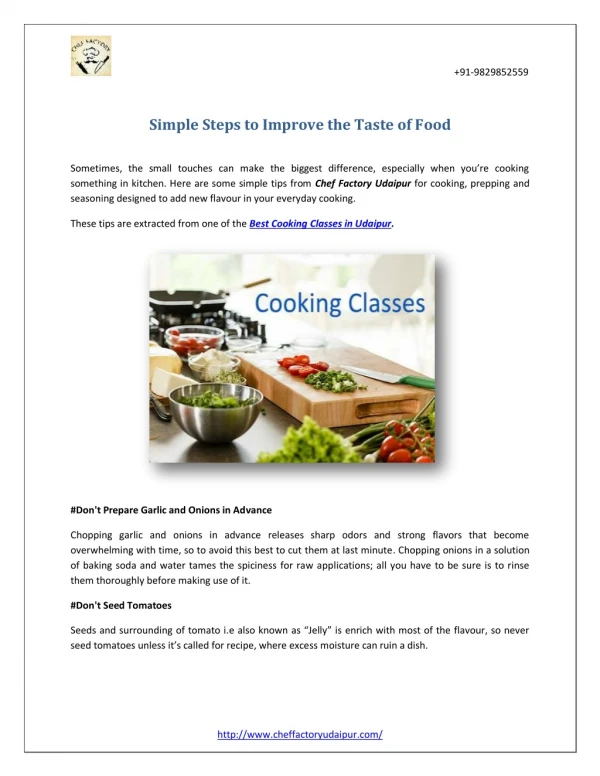 Simple Steps to Improve the Taste of Food