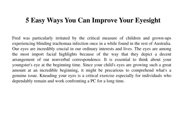 5 Easy Ways You Can Improve Your Eyesight