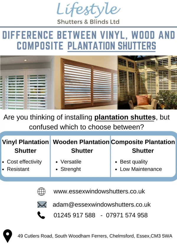 Difference between Vinyl, Wood and Composite Plantation Shutters