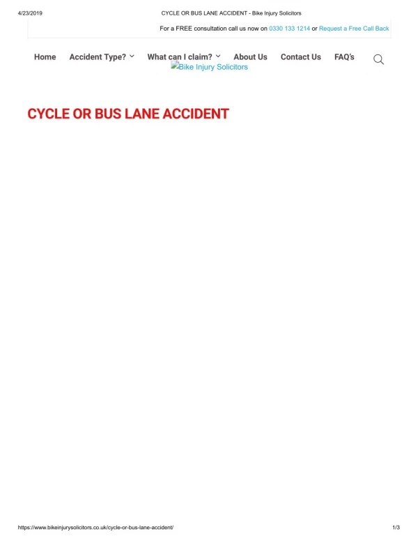 CYCLE OR BUS LANE ACCIDENT - Bike Injury Solicitors