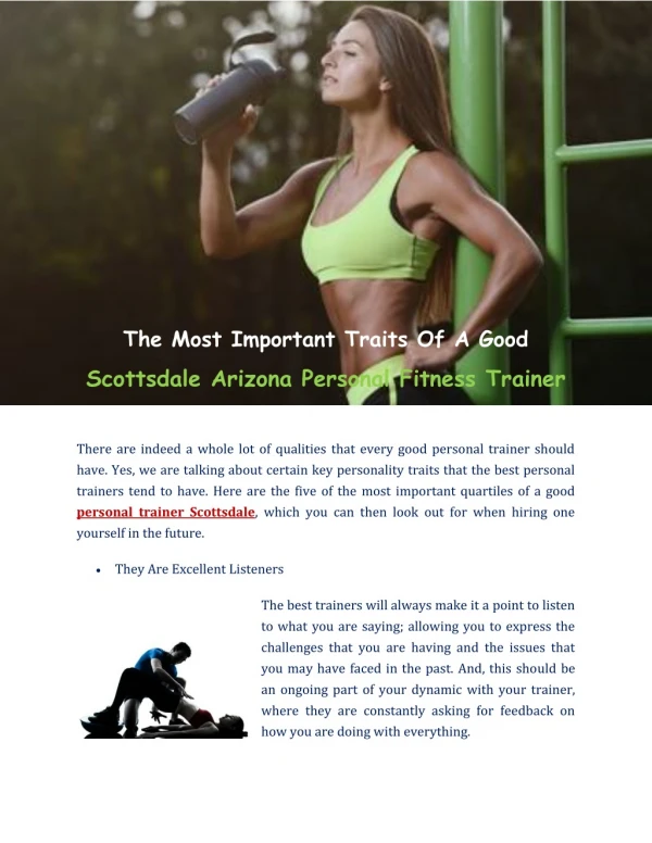The Most Important Traits Of A Good Scottsdale Fitness Trainer