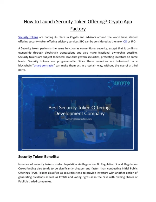 how to launch security token offering crypto
