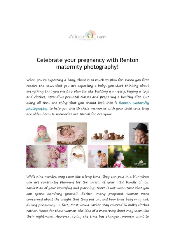 Celebrate your pregnancy with Renton maternity photography!