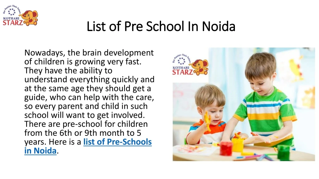 list of pre school in noida