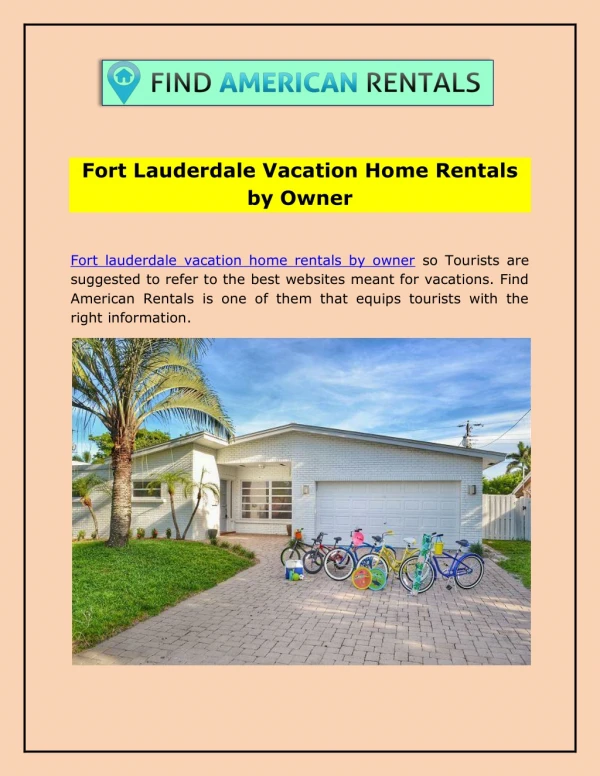 fort lauderdale vacation home rentals by owner