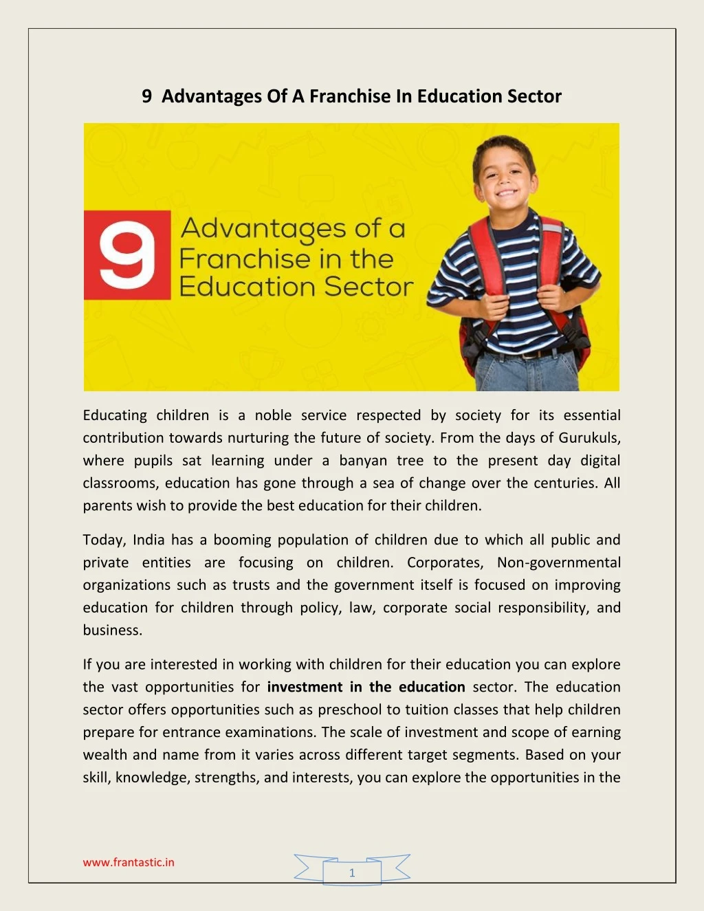 9 advantages of a franchise in education sector