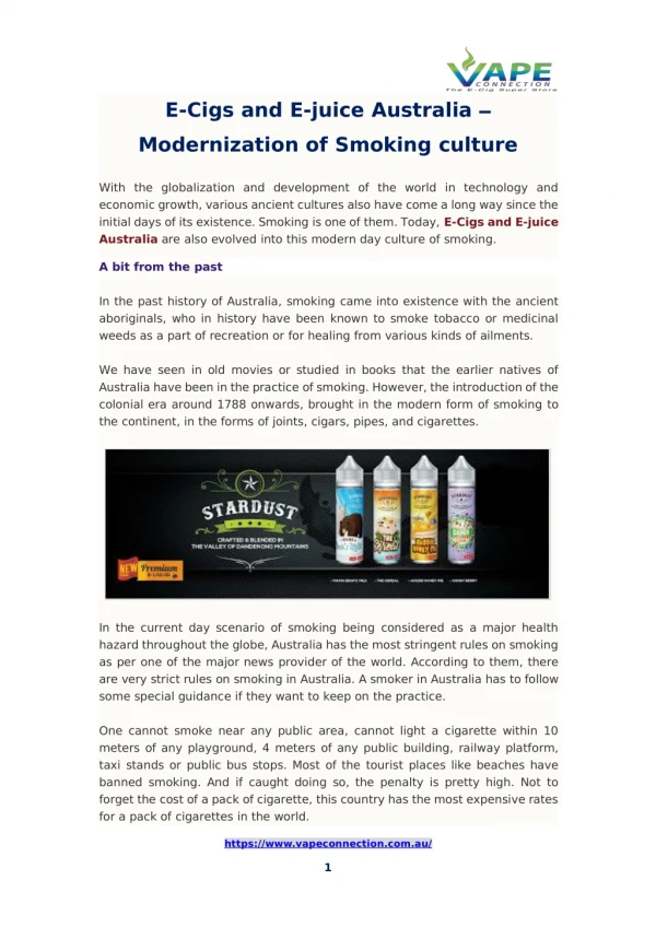 E-Cigs and E-juice Australia – Modernization of Smoking culture