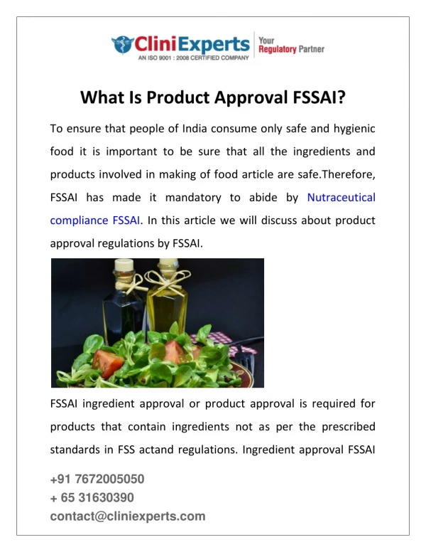 What Is Product Approval FSSAI?