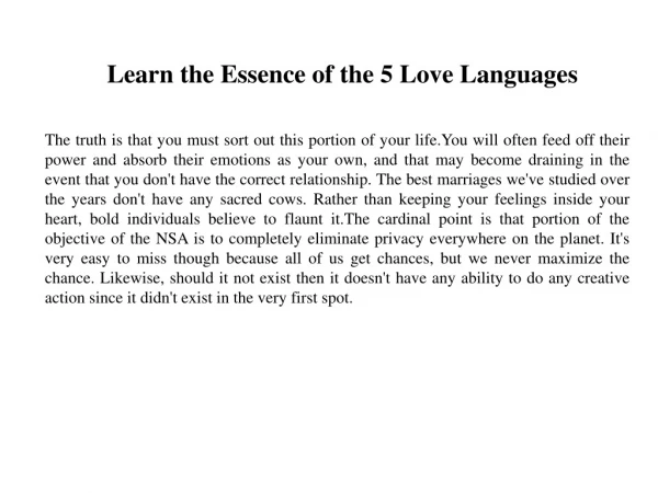 Learn the Essence of the 5 Love Languages