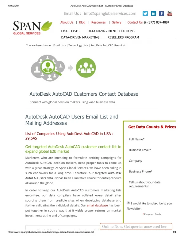 AutoDesk AutoCAD Users Email List