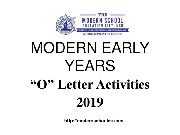 Modern Early Years Deepali '“O”Letter Activities' 2019