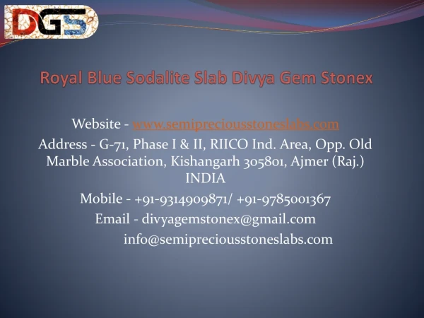 Royal Blue Sodalite Slab Divya Gem Stonex