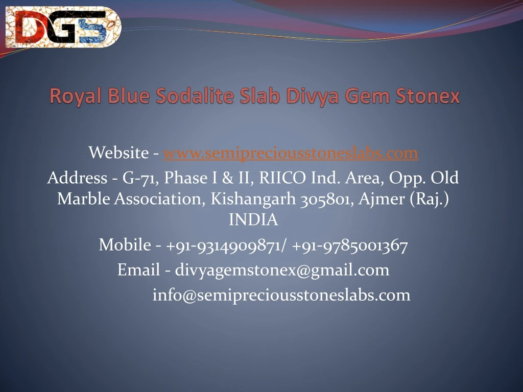 royal blue sodalite slab divya gem stonex