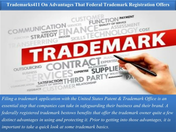 Trademarks411 On Advantages That Federal Trademark Registration Offers