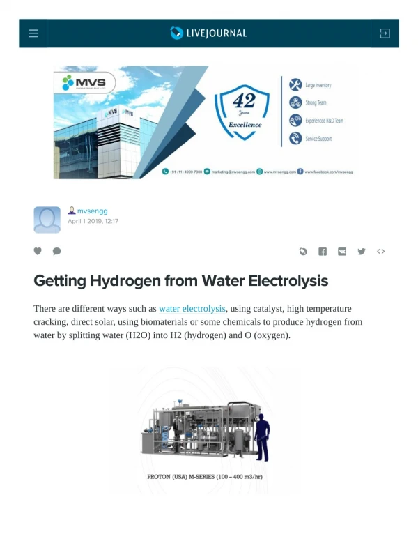 Getting Hydrogen from water electrolysis