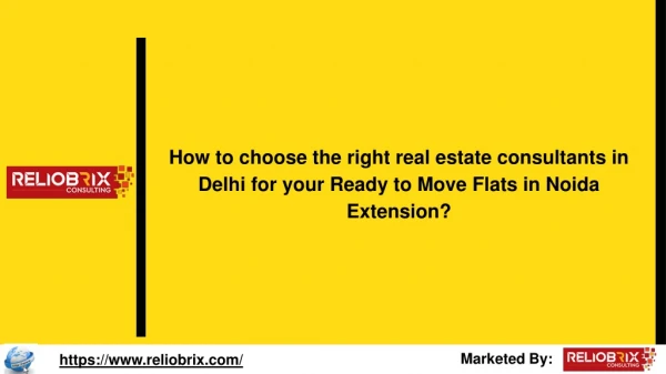 How to choose the right real estate consultants in Delhi for your Ready to Move Flats in Noida Extension?
