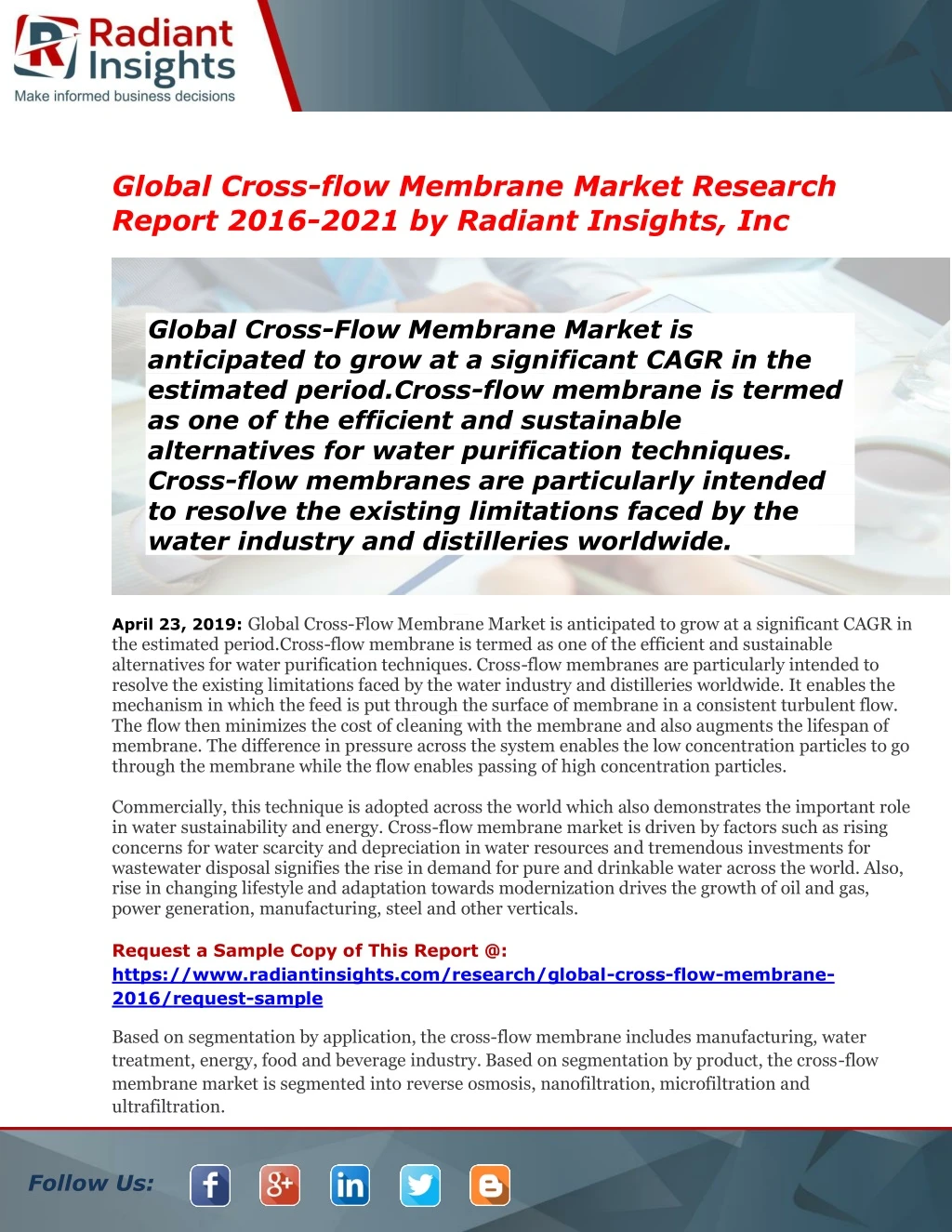 global cross flow membrane market research report