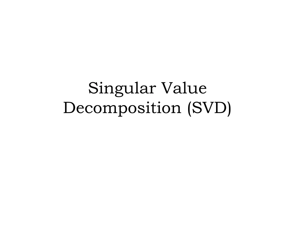 singular value decomposition svd