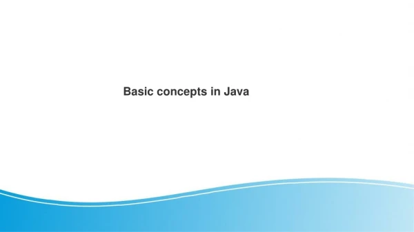 Basic concepts in Java