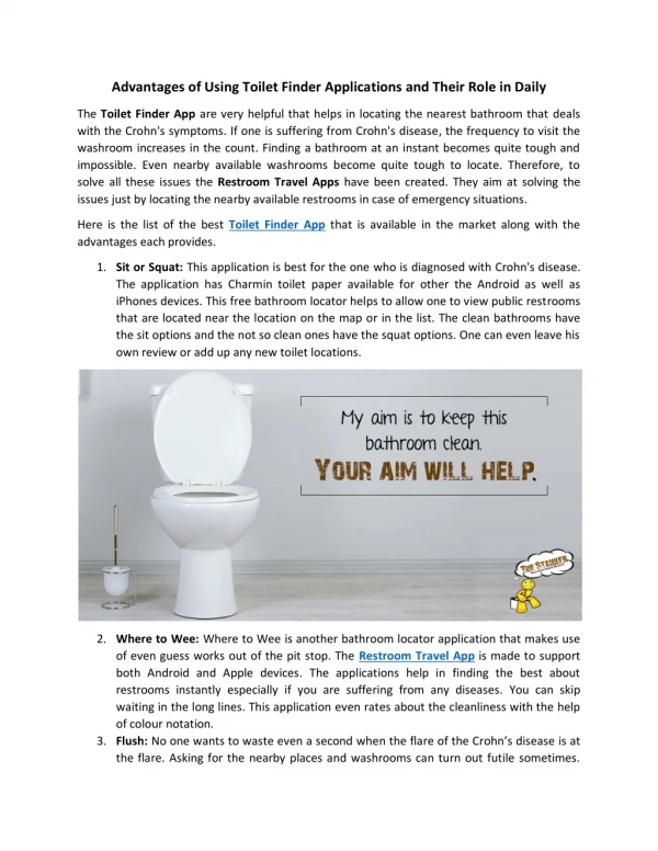 advantages of using toilet finder applications