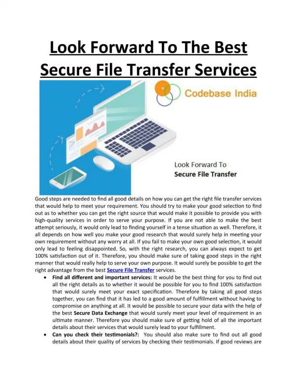 Look Forward To The Best Secure File Transfer Services