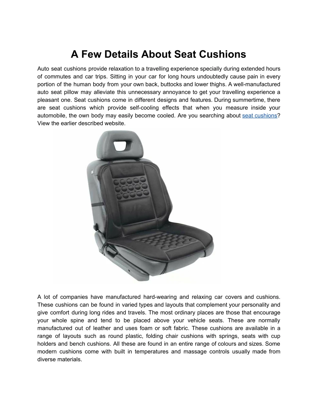 a few details about seat cushions