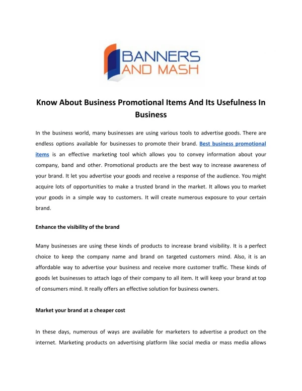 Know About Business Promotional Items And Its Usefulness In Business