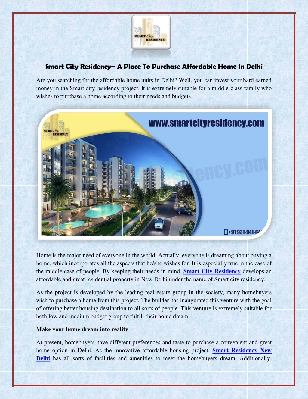smart city residency a place to purchase