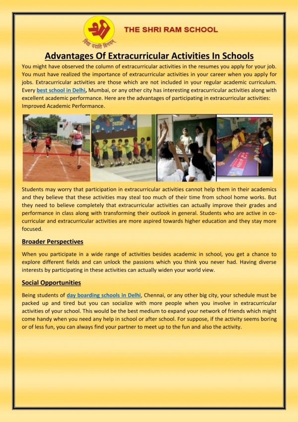 advantages of extracurricular activities