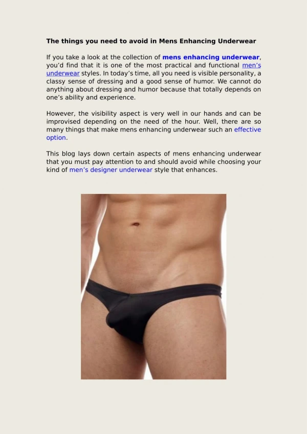 The things you need to avoid in Mens Enhancing Underwear