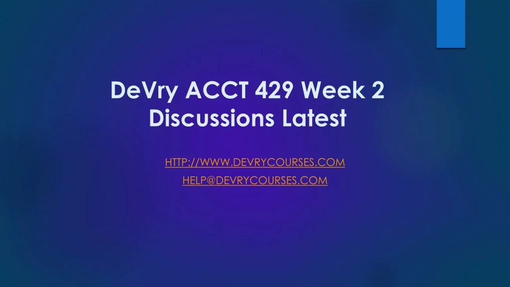 devry acct 429 week 2 discussions latest