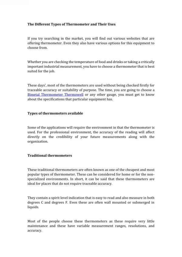 The Different Types of Thermometer and Their Uses