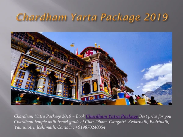chardham Yatra Package 2019