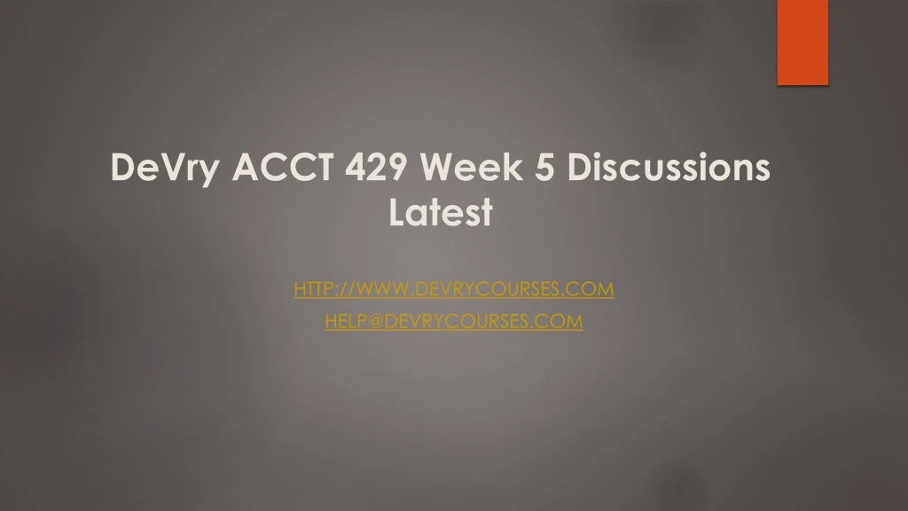 devry acct 429 week 5 discussions latest